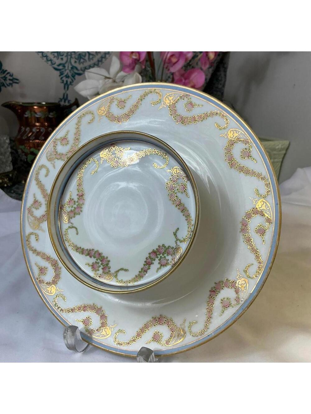 Hand Painted NIPPON Chip Dip Gold Moriage Morimura Brothers (Noritake Precursor)